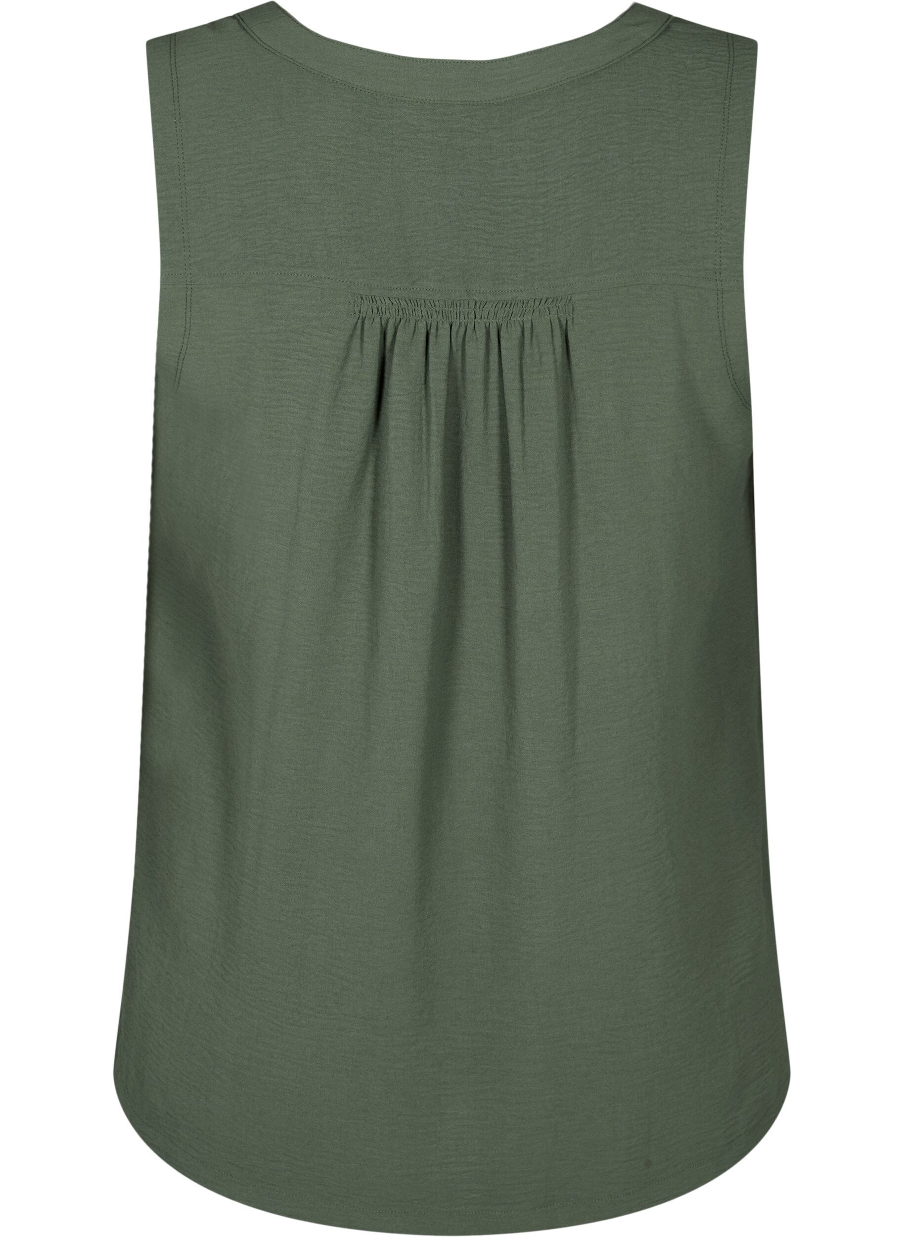 ZizziMouwloze top met kreukeffecten, Groen, Packshot image number 1