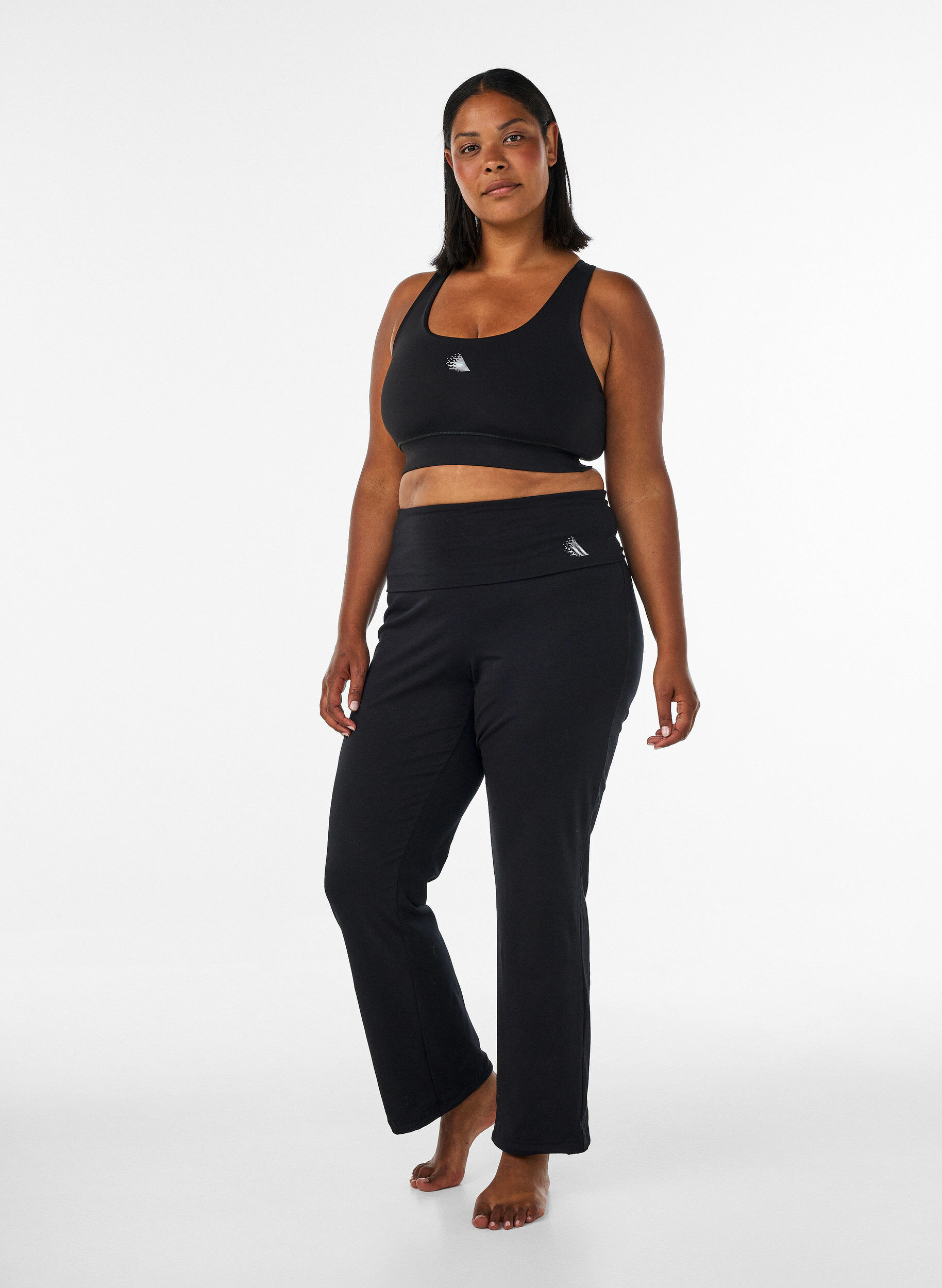 ZizziSportbroek in katoen, Zwart, Model image number 1