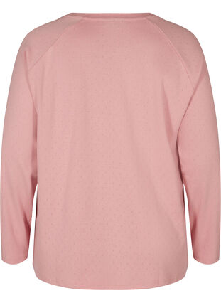 Katoenen blouse met lange mouwen en kantpatroon, Blush, Packshot image number 1