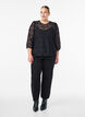 Blouse en dentelle avec manches 3/4, Noir, Model image number 1