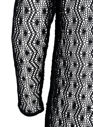Robe crochetée à manches longues, Black, Packshot image number 3