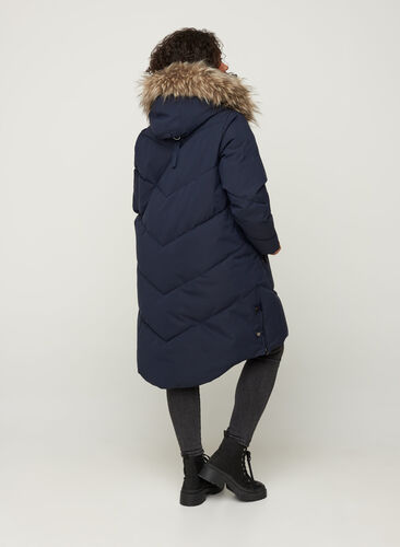 Manteau d'hiver avec capuche et bordure en fausse fourrure, Night Sky, Model image number 1