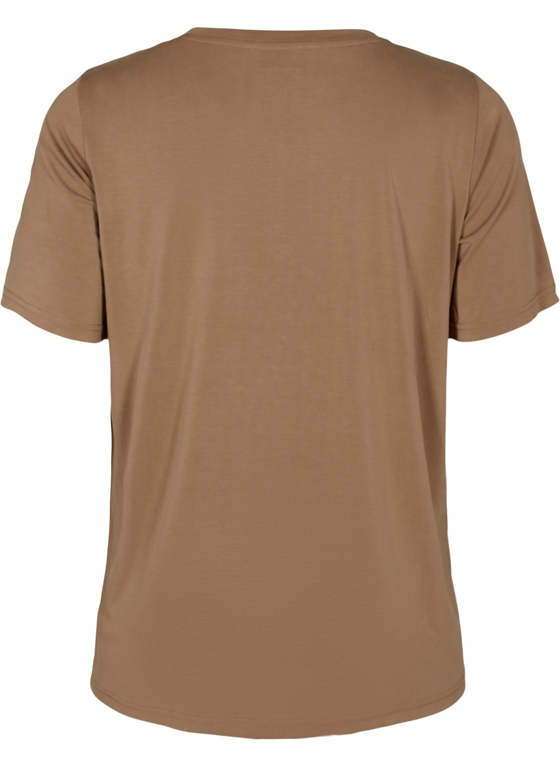 ZizziT-shirt van Tencel &trade; Modal met ronde hals, Bruin, Packshot image number 1