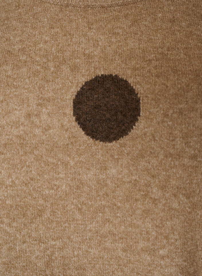 Gebreide blouse met een stippenpatroon, Bruin, Packshot image number 2