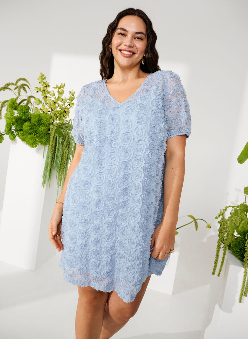 Robe de soirée avec fleurs en 3D, Cashmere Blue, Image image number 0