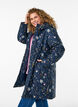 Gewatteerde winterjas met bloemenprint, Blauw, Model image number 0