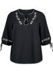 Geborduurde blouse van katoenmix met linnen, Black W. EMB, Packshot image number 0
