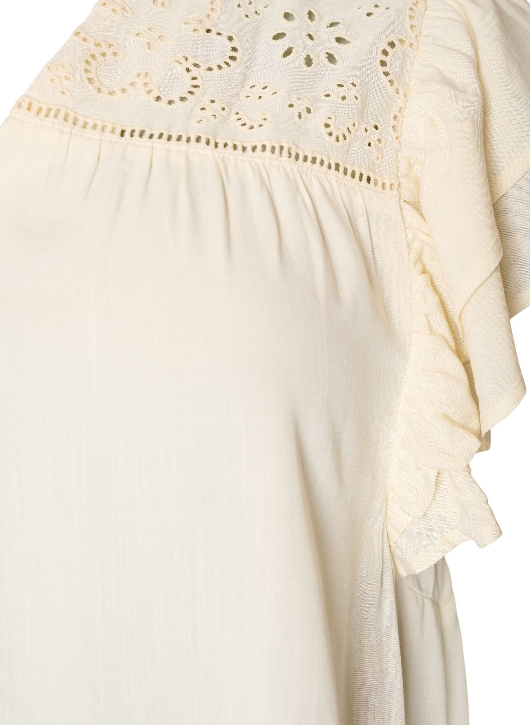 ZizziTunique en broderie anglaise et manches &agrave; volants, Beige, Packshot image number 2