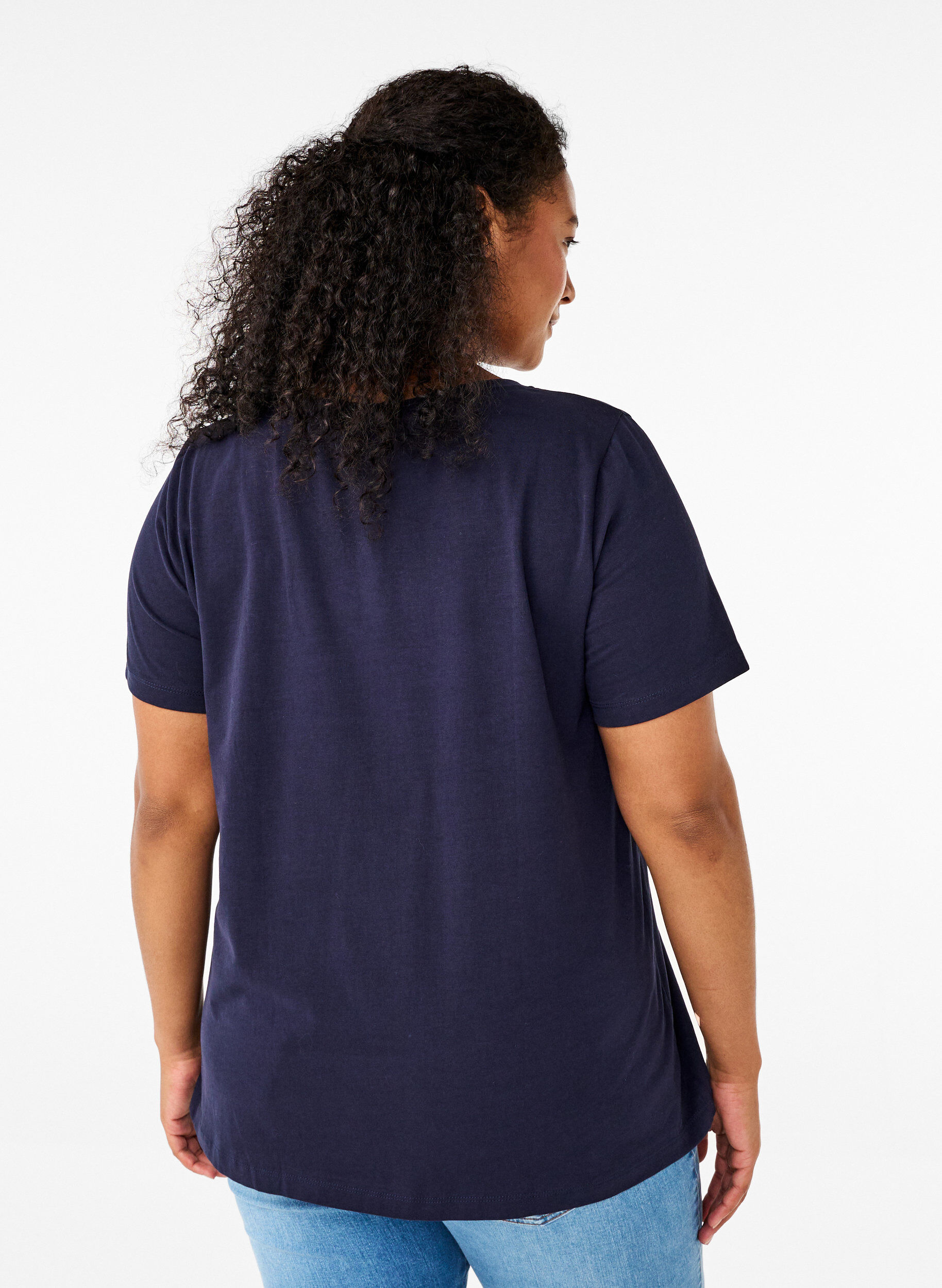 ZizziT-shirt en coton uni basique, Bleu, Model image number 2