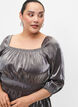 Zilverkleurige blouse met 3/4 mouwen en smok, Dark Silver, Model image number 2