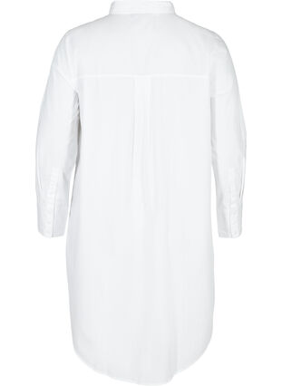 Lange katoenen blouse met borstzakje, White, Packshot image number 1