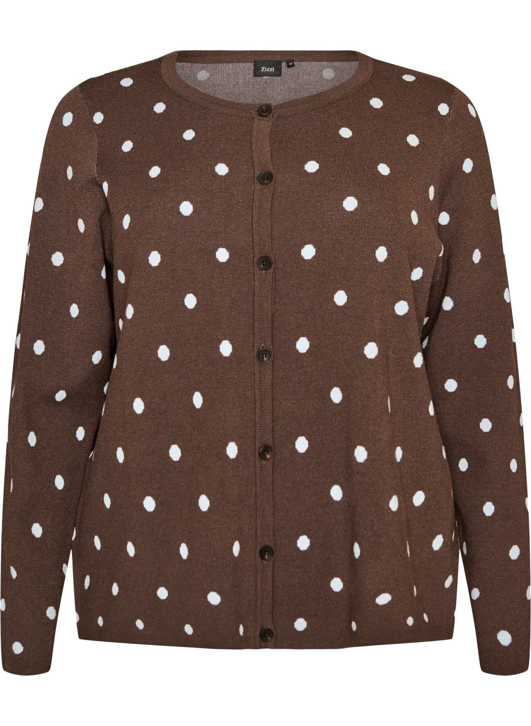 ZizziCardigan &agrave; pois et fermeture boutonn&eacute;e, Marron, Packshot image number 0