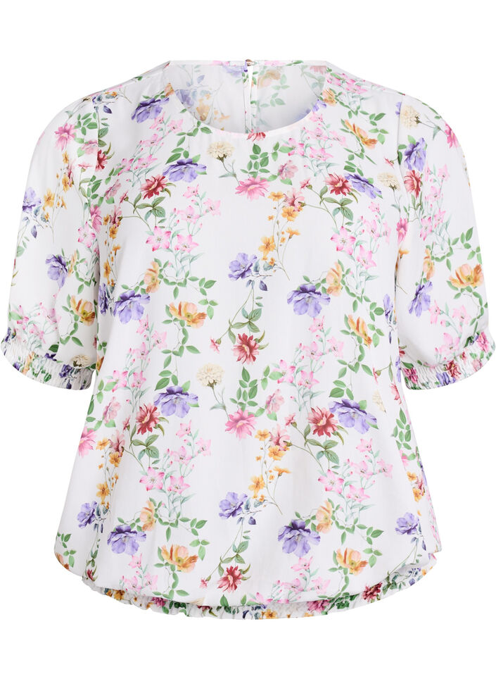 Blouse &agrave; fleurs avec smock, Rose, Packshot image number 0
