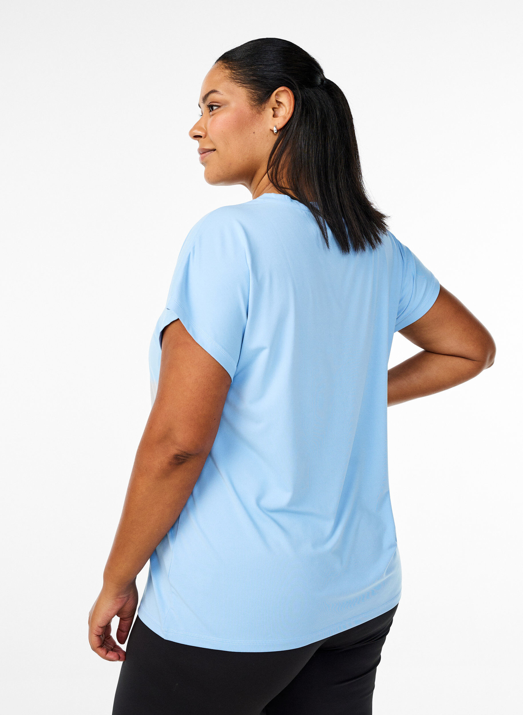 Zizzi T-shirt de sport uni, Bleu, Model image number 2