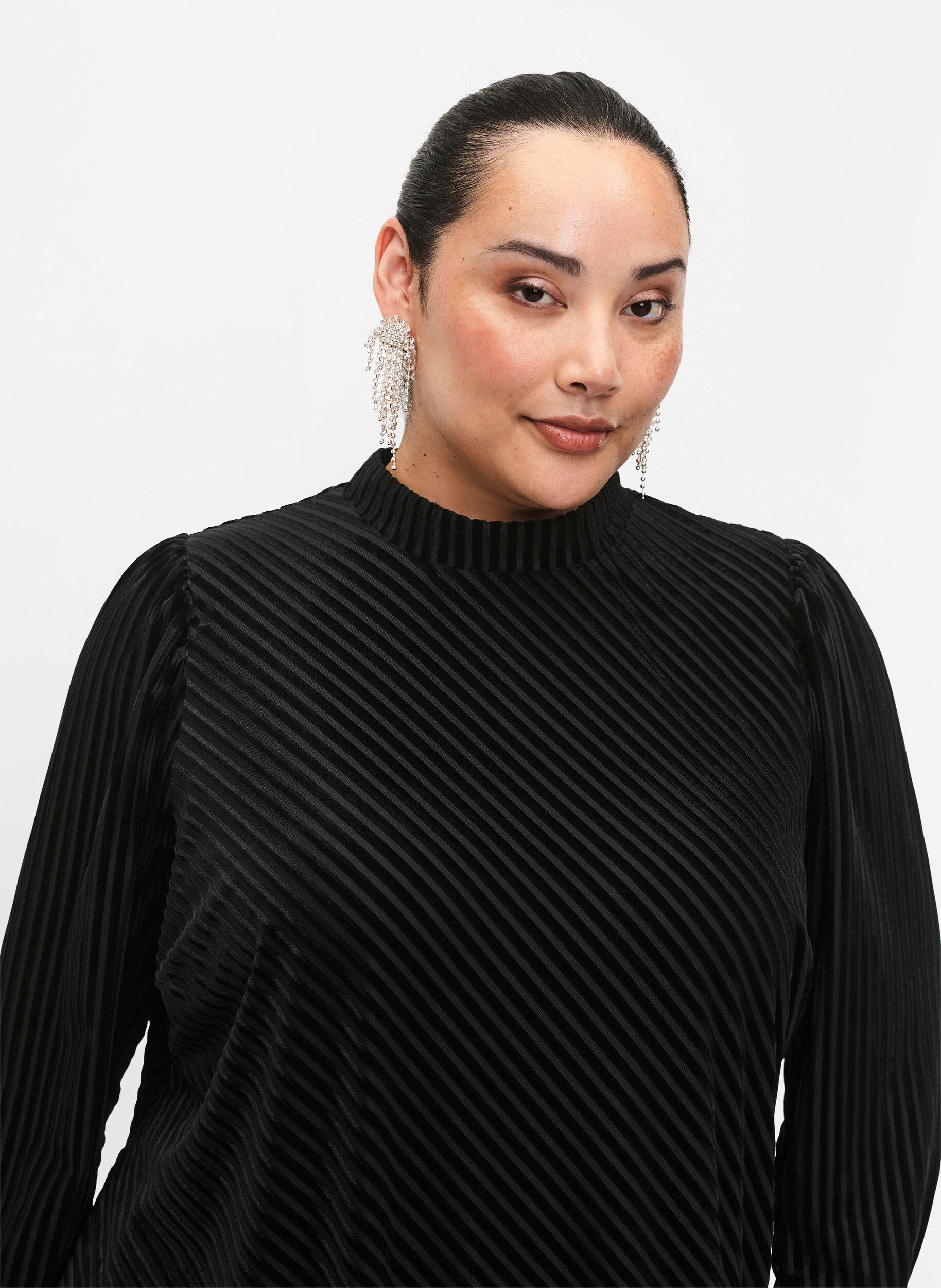 ZizziJurk van velours met structuur, Black, Model image number 2