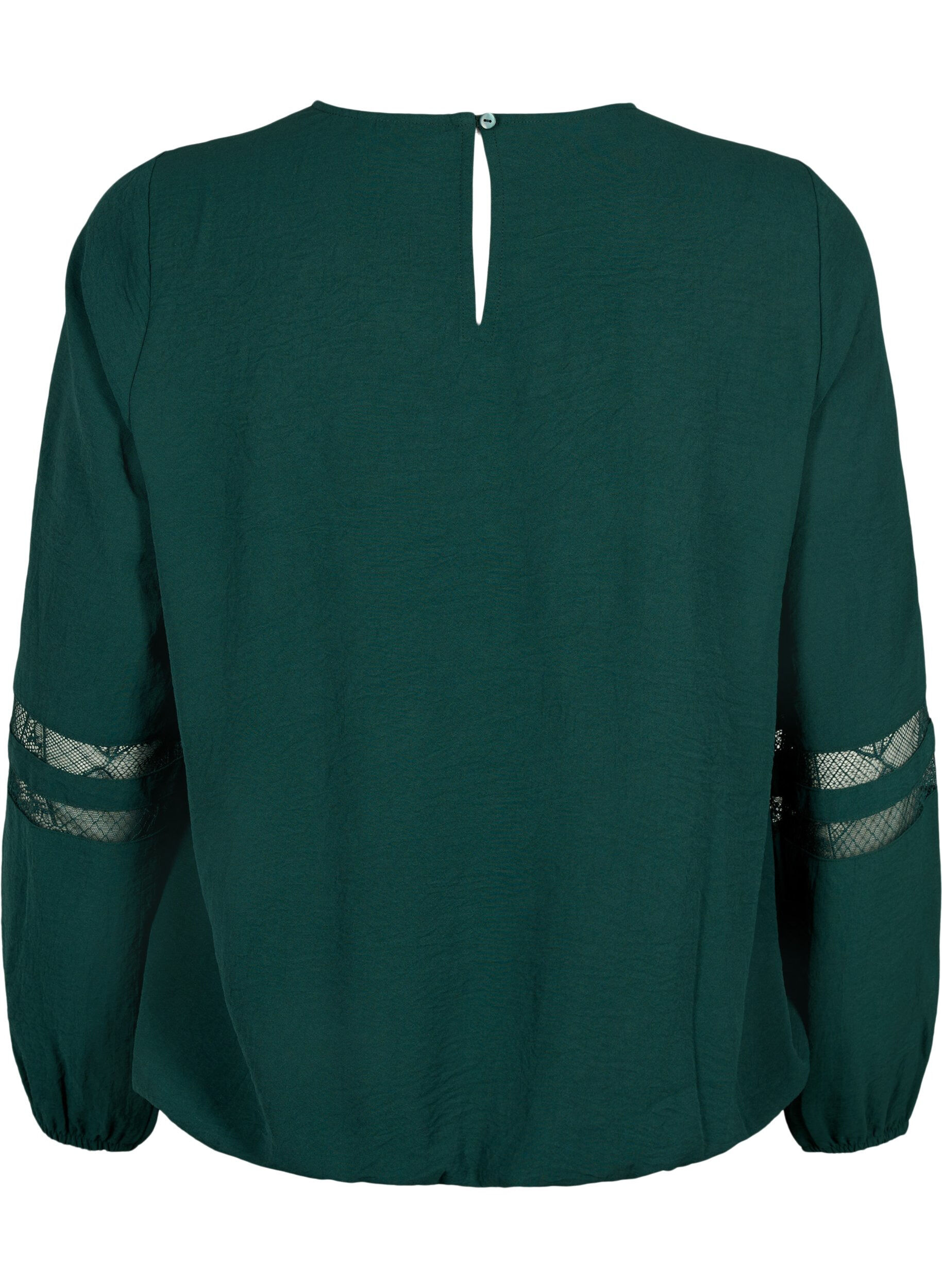 ZizziBlouse met lange mouwen en kant, Scarab, Packshot image number 1