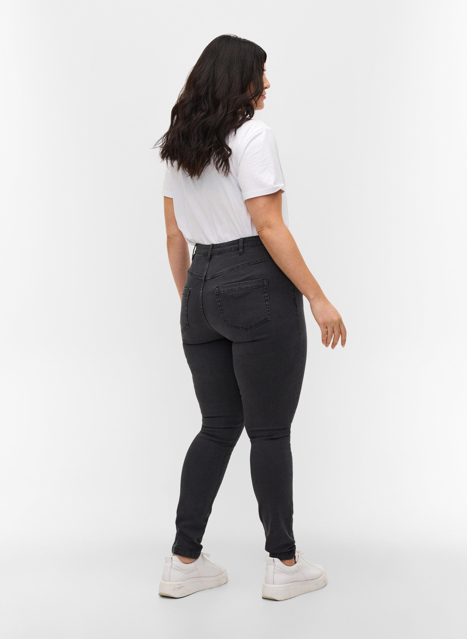 Zizzisuper slim fit Amy jeans met hoge taille, Grijs, Model image number 1