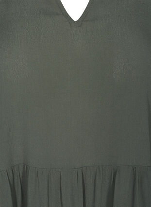 Robe en viscose à manches 3/4 et forme trapèze, Thyme, Packshot image number 2