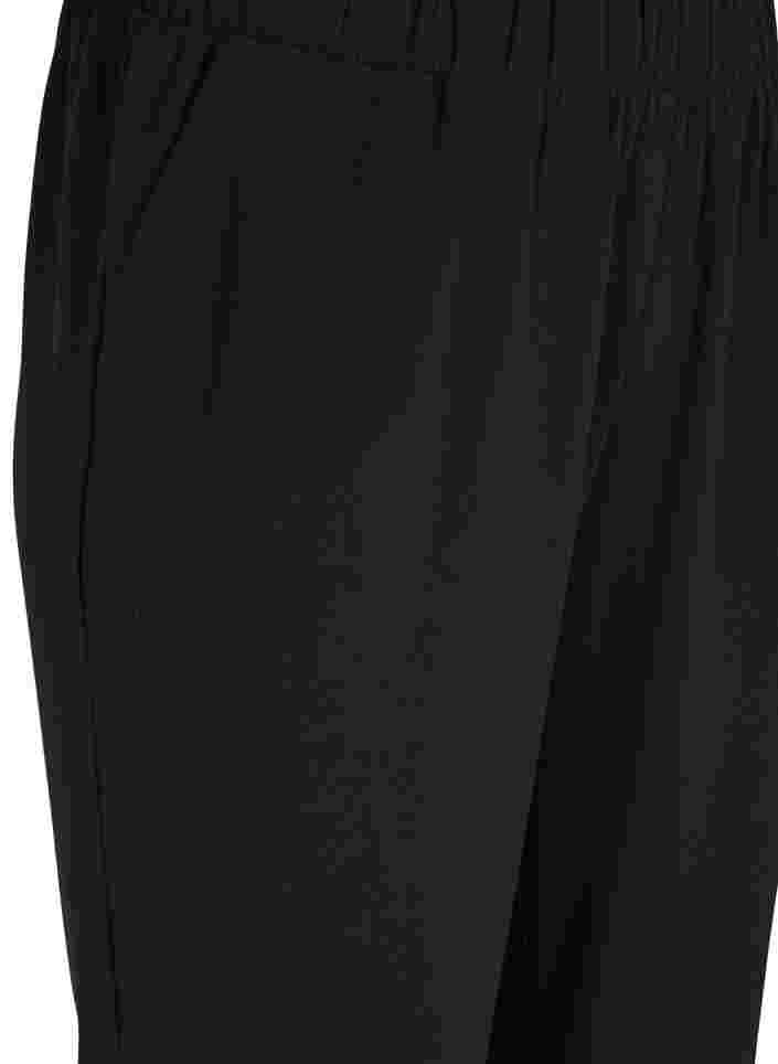 Pantalon évasé avec taille élastiquée, Black, Packshot image number 2