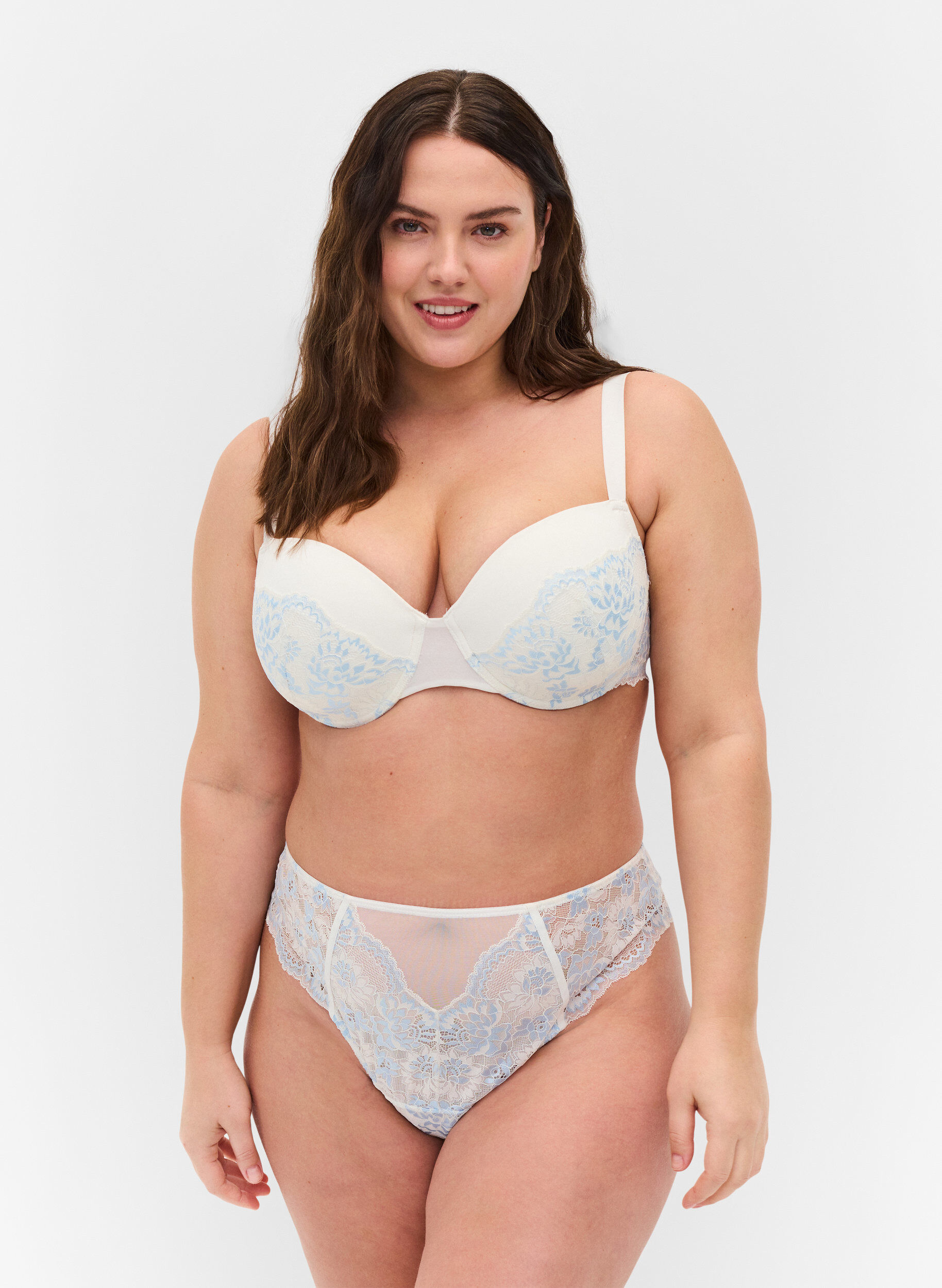 ZizziKanten string met normale taille, Tofu w. blue, Model image number 0