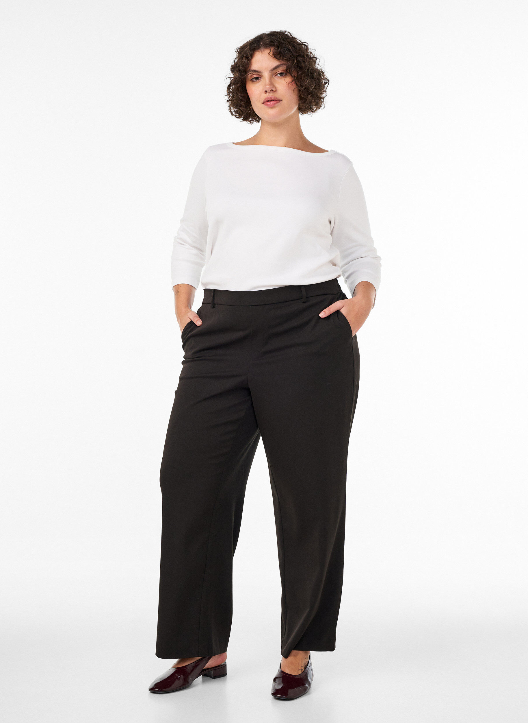 ZizziPantalon de costume taille haute coupe droite, Noir, Model image number 0
