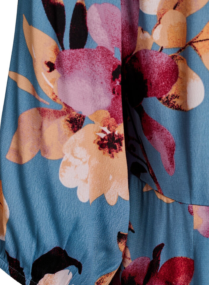 Midi-jurk met bloemenprint en 3/4 mouwen, Blauw, Packshot image number 3