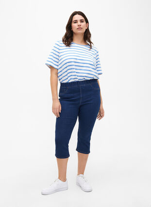 T-shirt rayé en coton biologique, Marina Stripe, Model image number 2