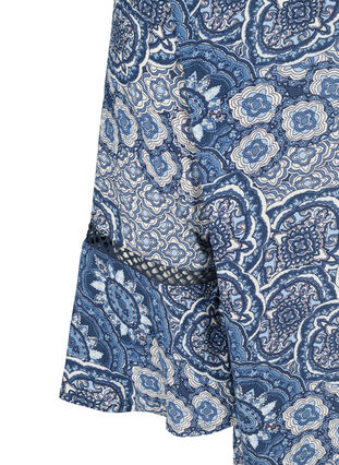 Viscose jurk met 3/4 mouwen en print, Asian Blue print, Packshot image number 3