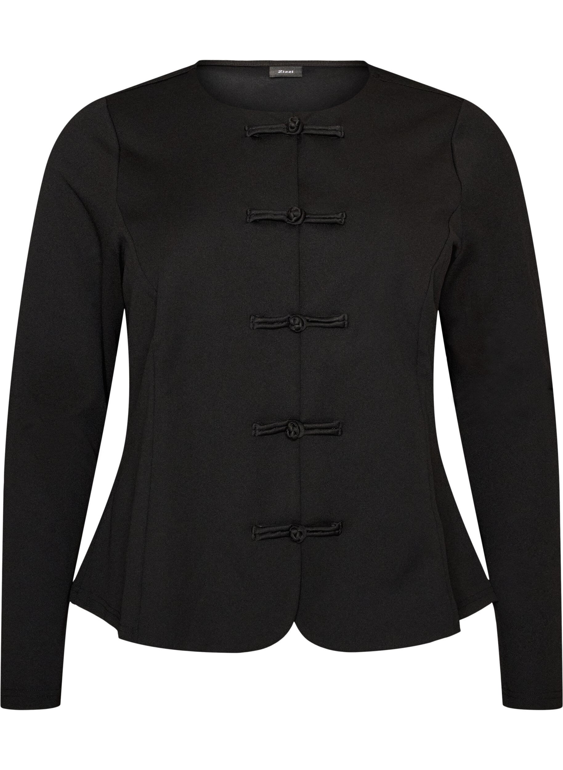 ZizziCardigan ajust&eacute; avec fermeture par n&oelig;uds, Noir, Packshot image number 0