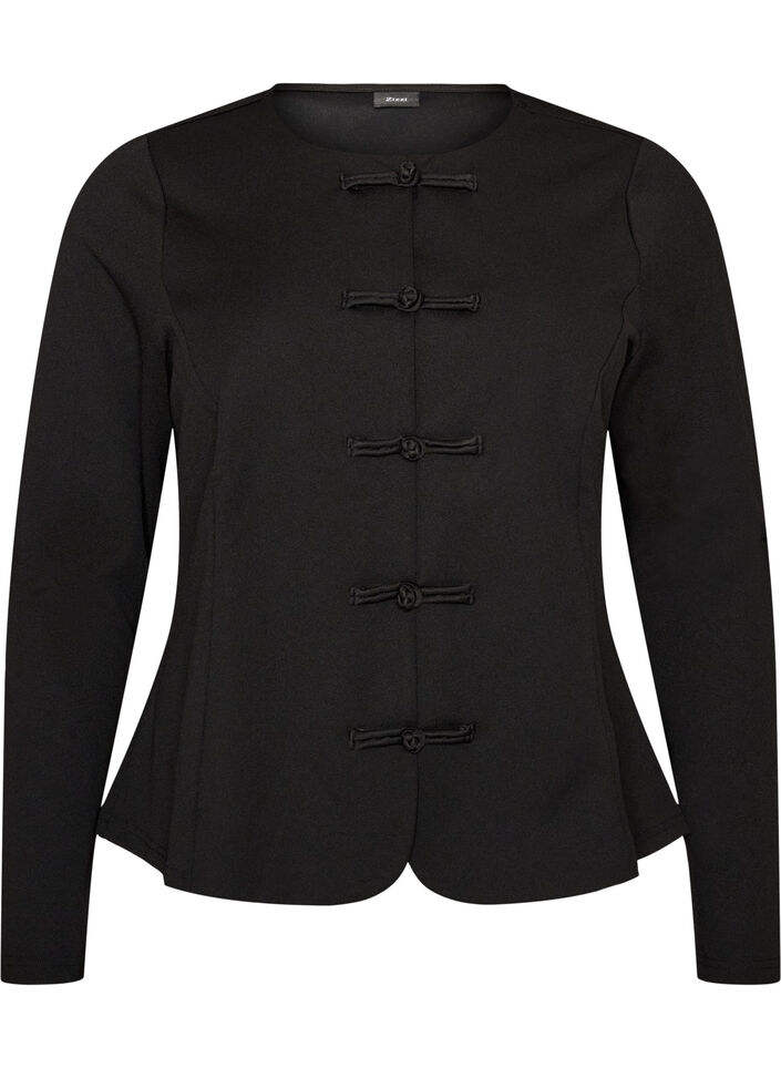 Cardigan ajust&eacute; avec fermeture par n&oelig;uds, Noir, Packshot image number 0