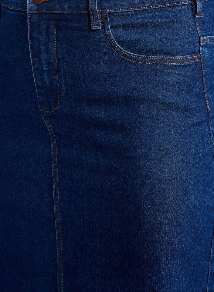 FLASH - Halflange denimrok met een voorsplit, Blauw, Packshot image number 2