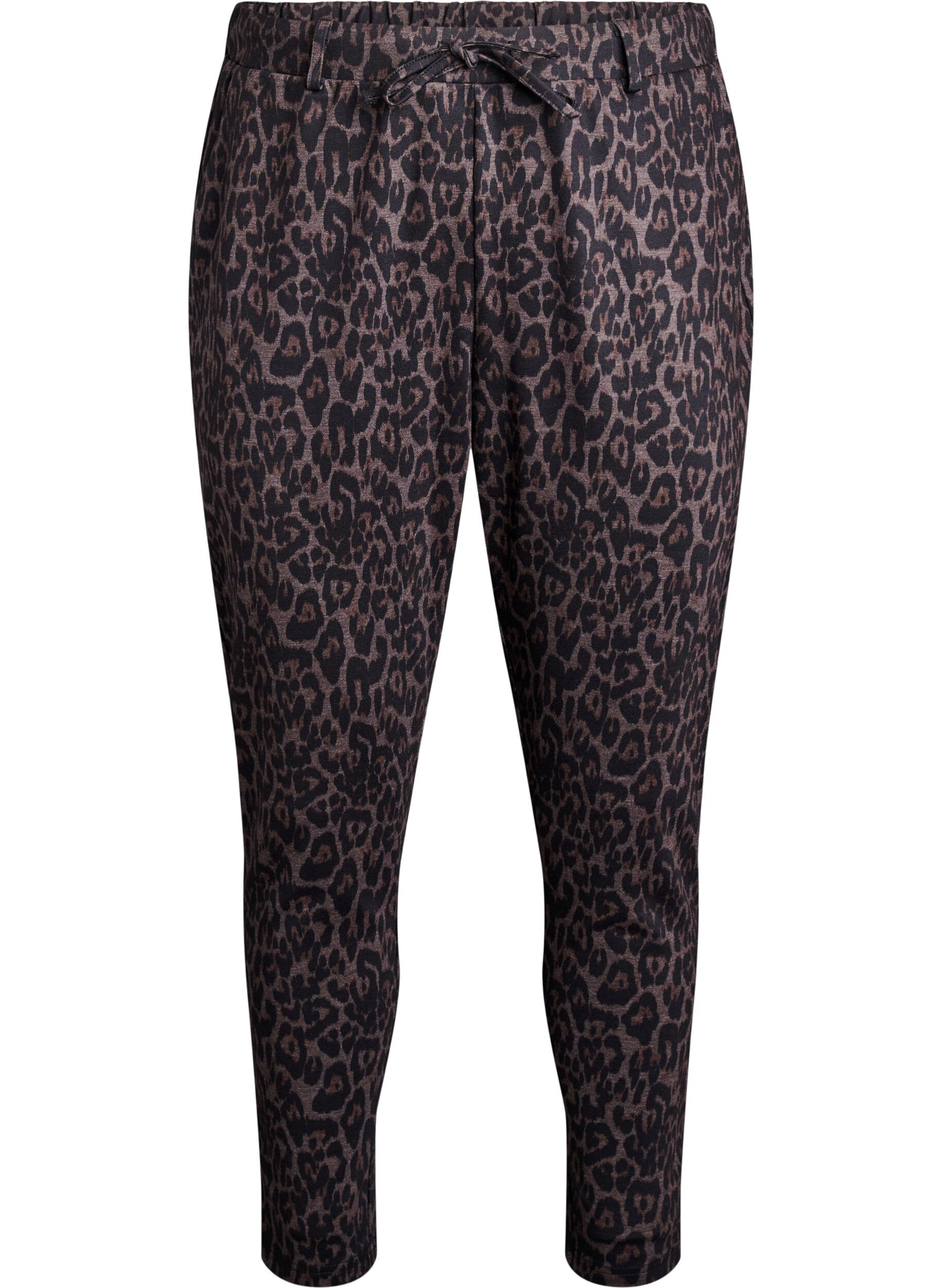 ZizziGecropte broek met luipaardprint, Bruin, Packshot image number 0