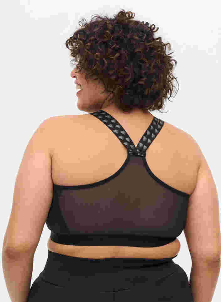 Brassière de sport avec maille dans le dos, Black, Model image number 1