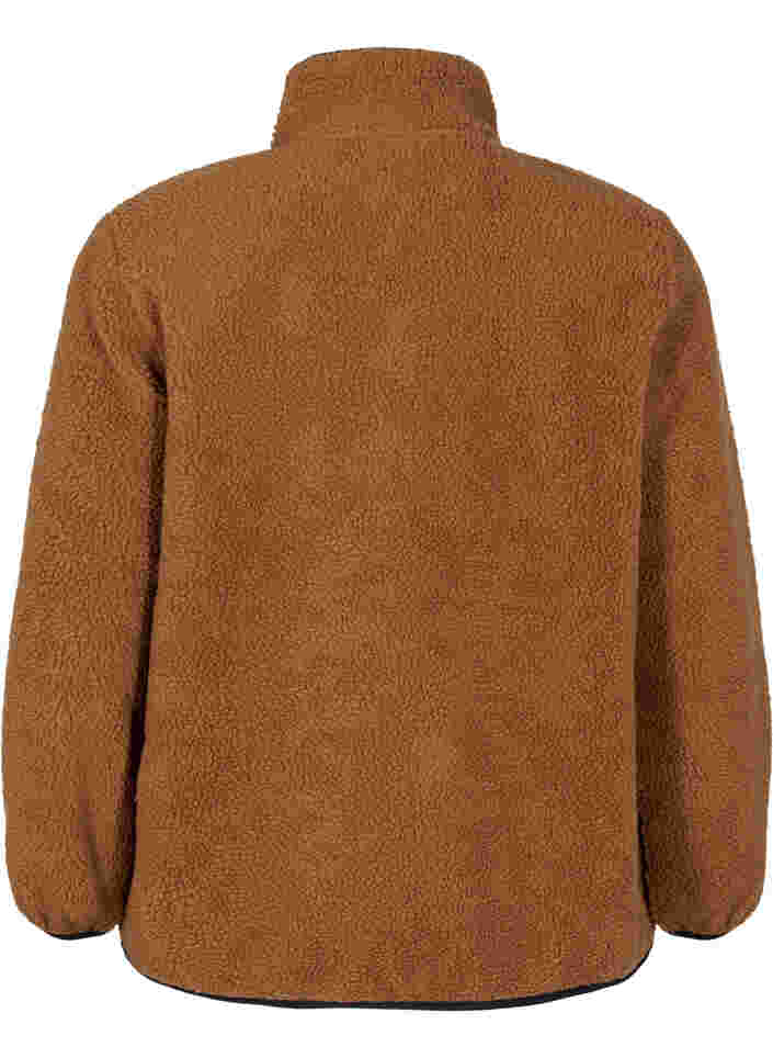 Hoge hals teddy anorak met quilt, Partridge, Packshot image number 1