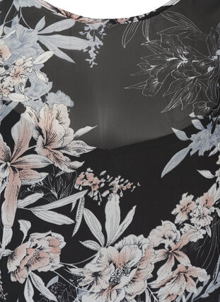 Midi robe , Black/Rose Flower, Packshot image number 2