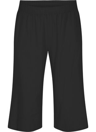 Pantalon 7/8 en coton mélangé avec du lin, Black, Packshot image number 0