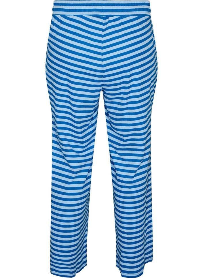 Pantalon de pyjama ray&eacute; &agrave; taille haute et coupe ample, Bleu Clair, Packshot image number 1