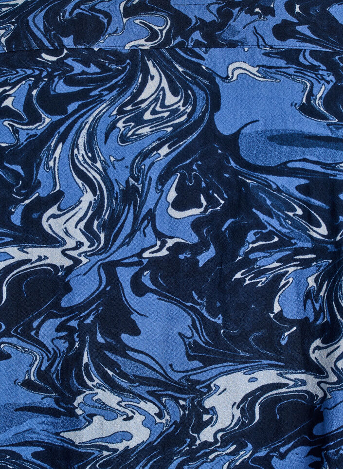 Robe courte en coton avec un ourlet &eacute;lastique et des manches longues, Bleu, Packshot image number 2