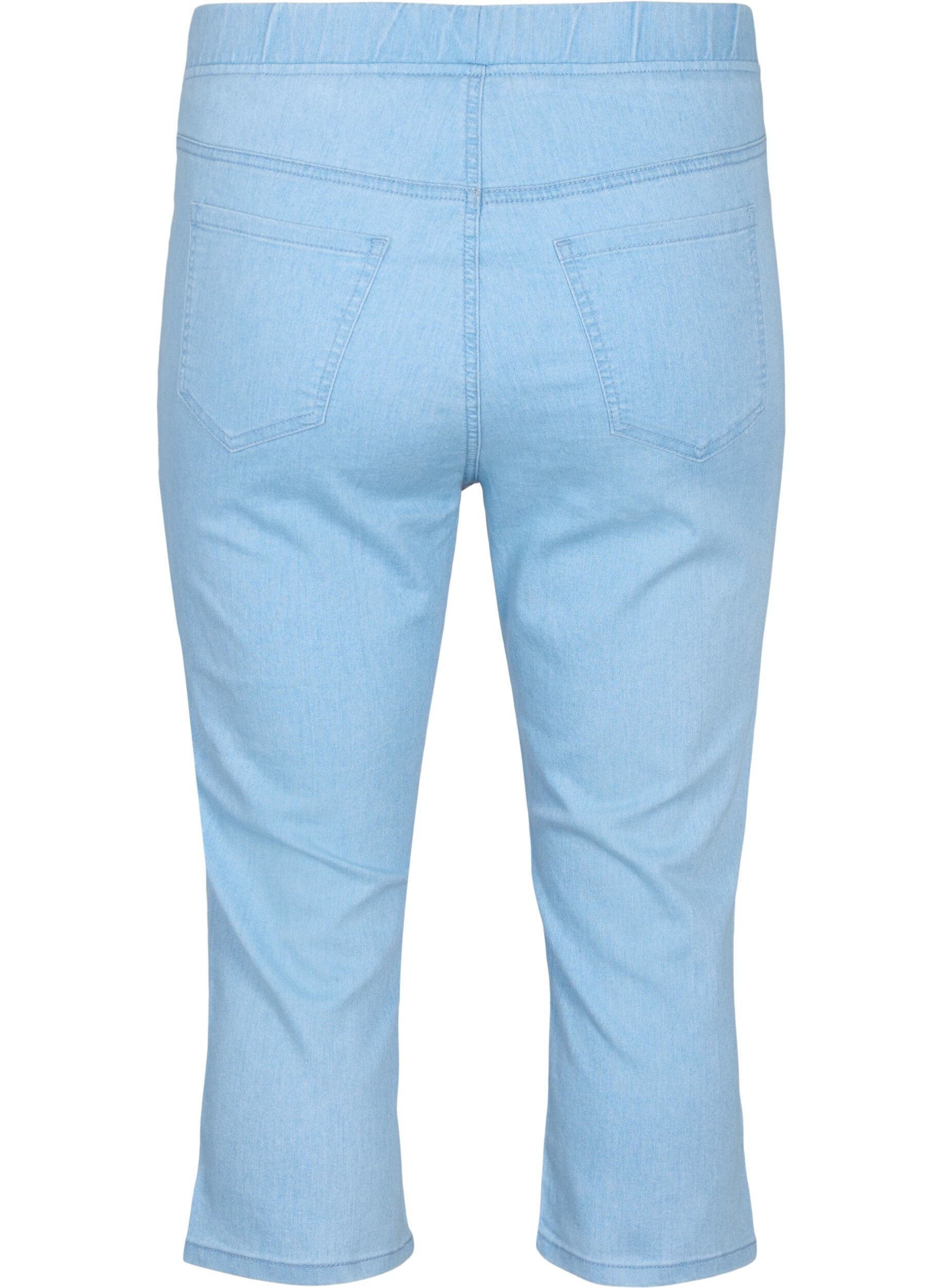 ZizziDriekwart broek in katoenmix, Light blue denim, Packshot image number 1