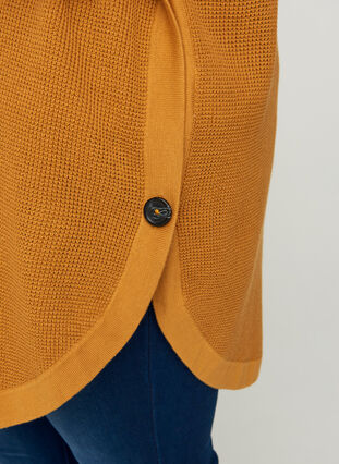 Gebreide poncho met korte mouwen en hoge hals, Spruce Yellow, Model image number 2