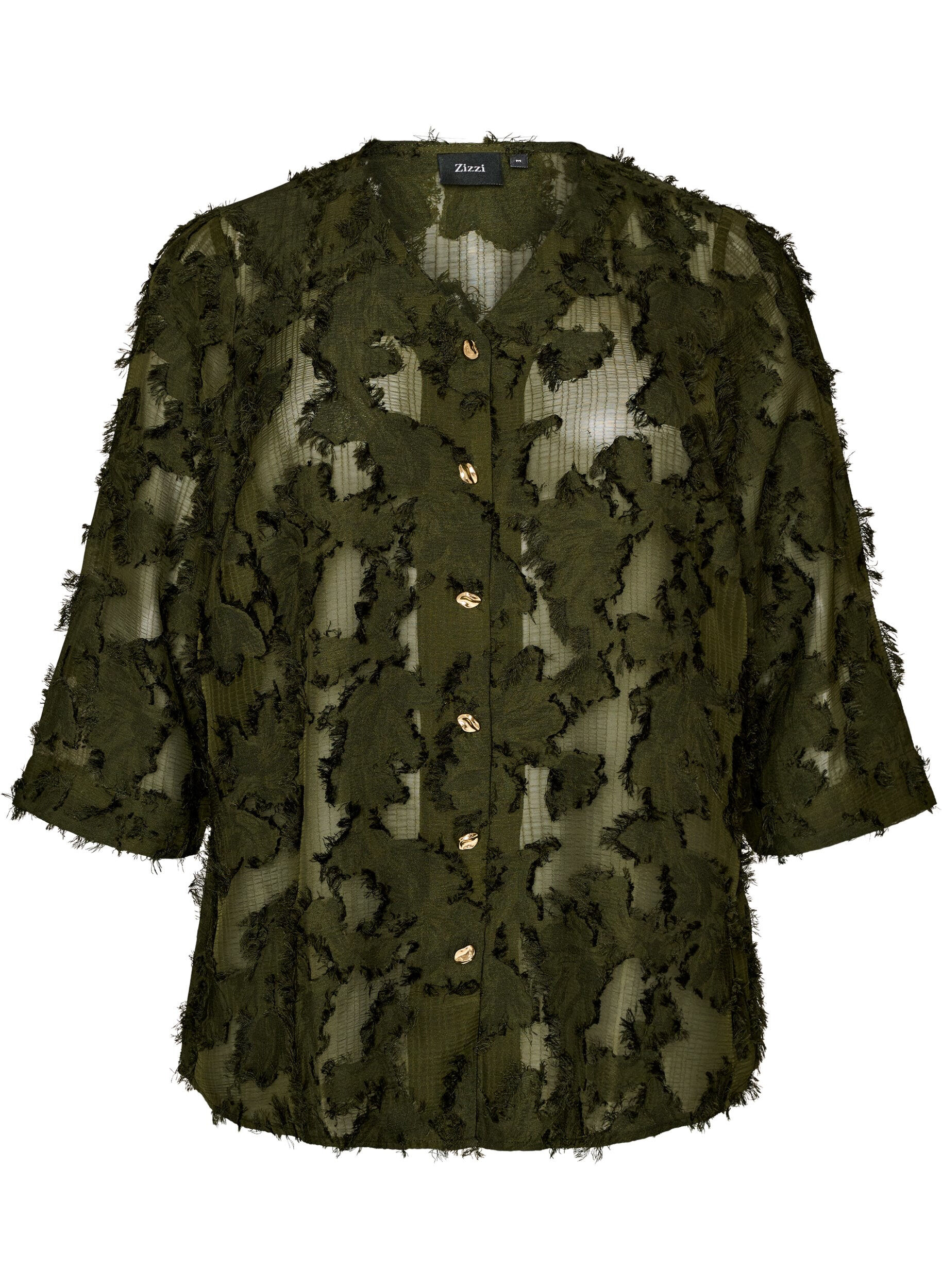 Blouse met rafelige draden en textuur