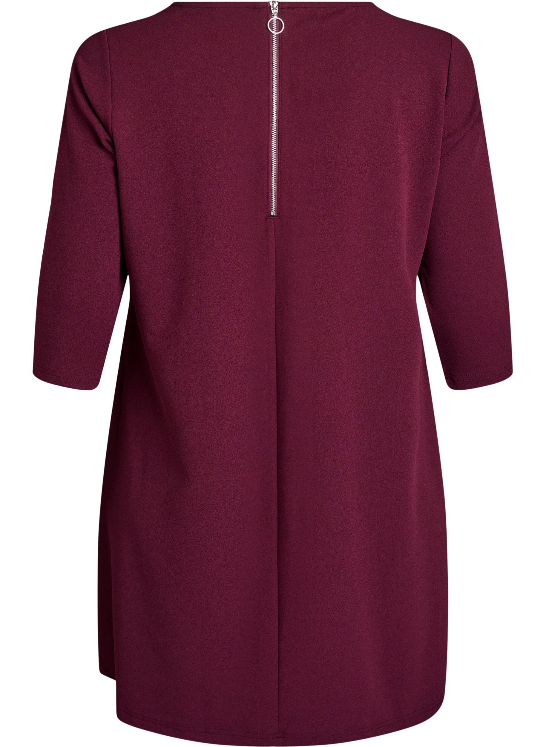 ZizziFLASH - Korte A-lijn jurk met 3/4 mouwen, Rood, Packshot image number 1