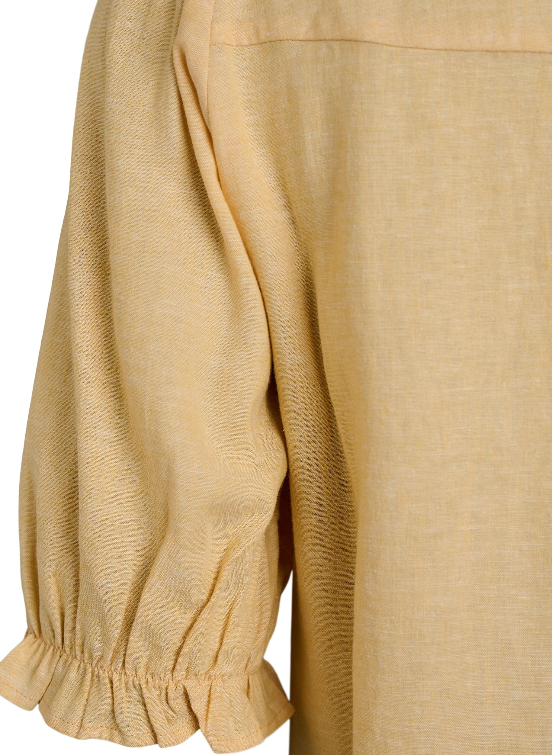 Zizzi Blouse en lin et viscose avec manches 1/2, Jaune clair, Packshot image number 3