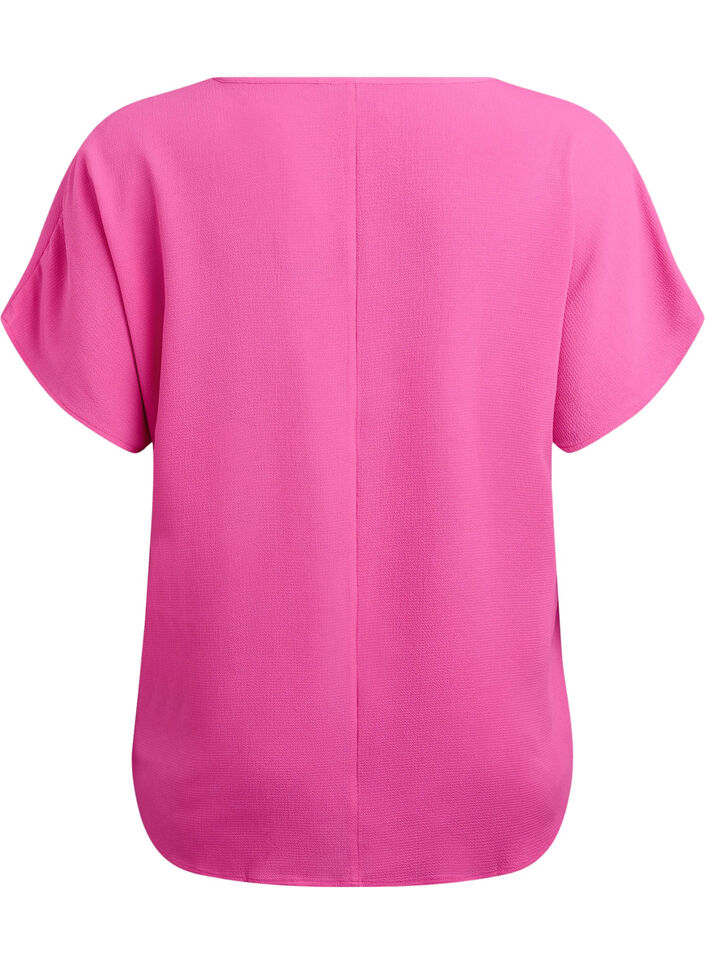 Chemisier &agrave; manches courtes et encolure ronde, Rose, Packshot image number 1