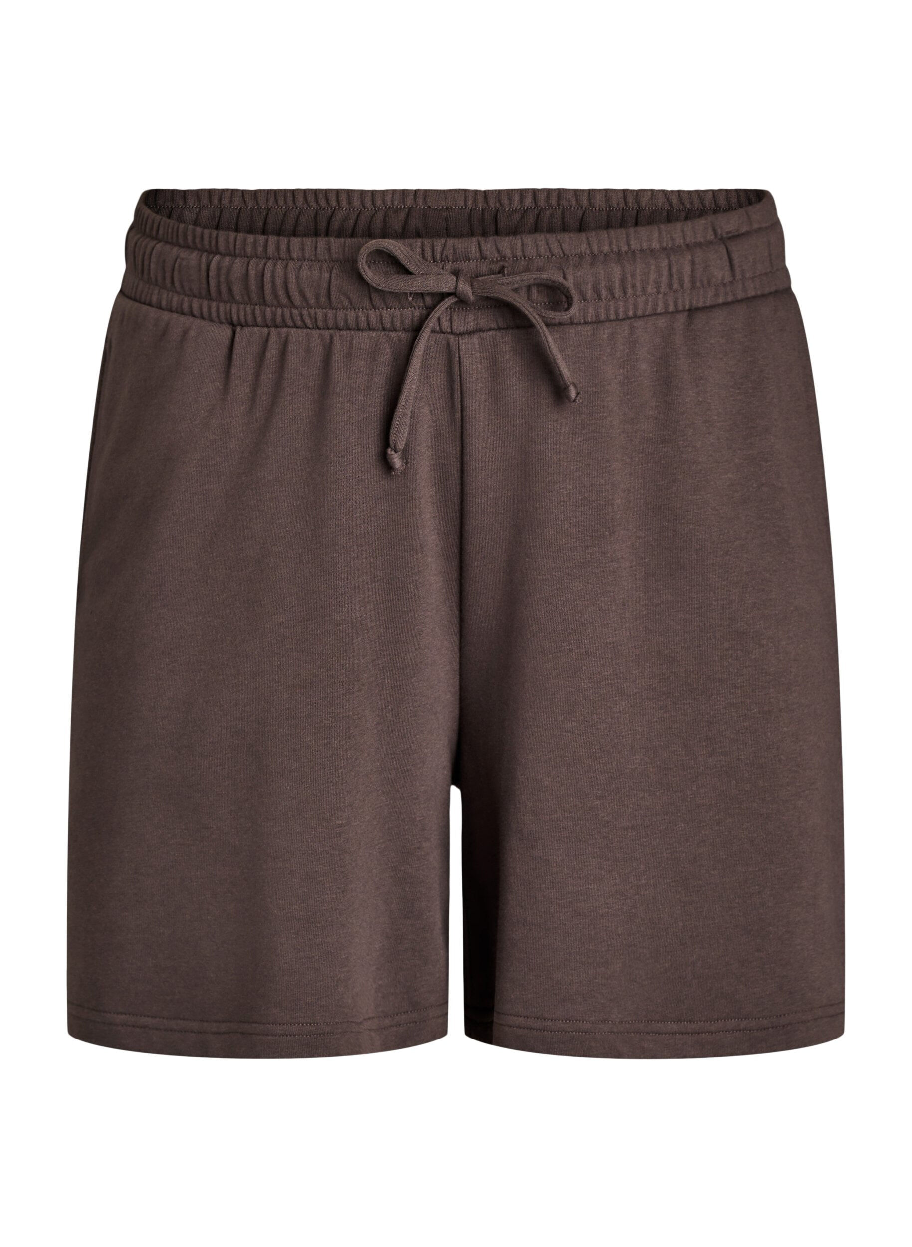 ZizziHigh-waist sweatshorts met zakken, Bruin, Packshot image number 0