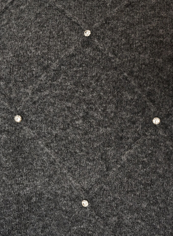 Blouse en maille avec strass et motif &agrave; losanges, Gris anthracite, Packshot image number 2