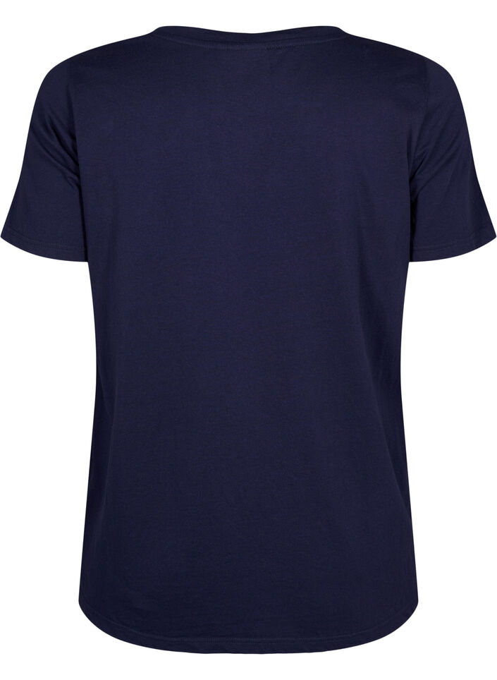Katoenen T-shirt met tekstmotief, Evening Blue w. 58, Packshot image number 1