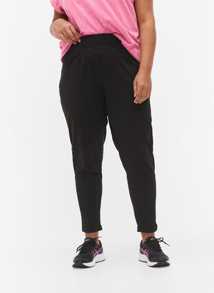 Pantalon en coton uni, Black, Model image number 2