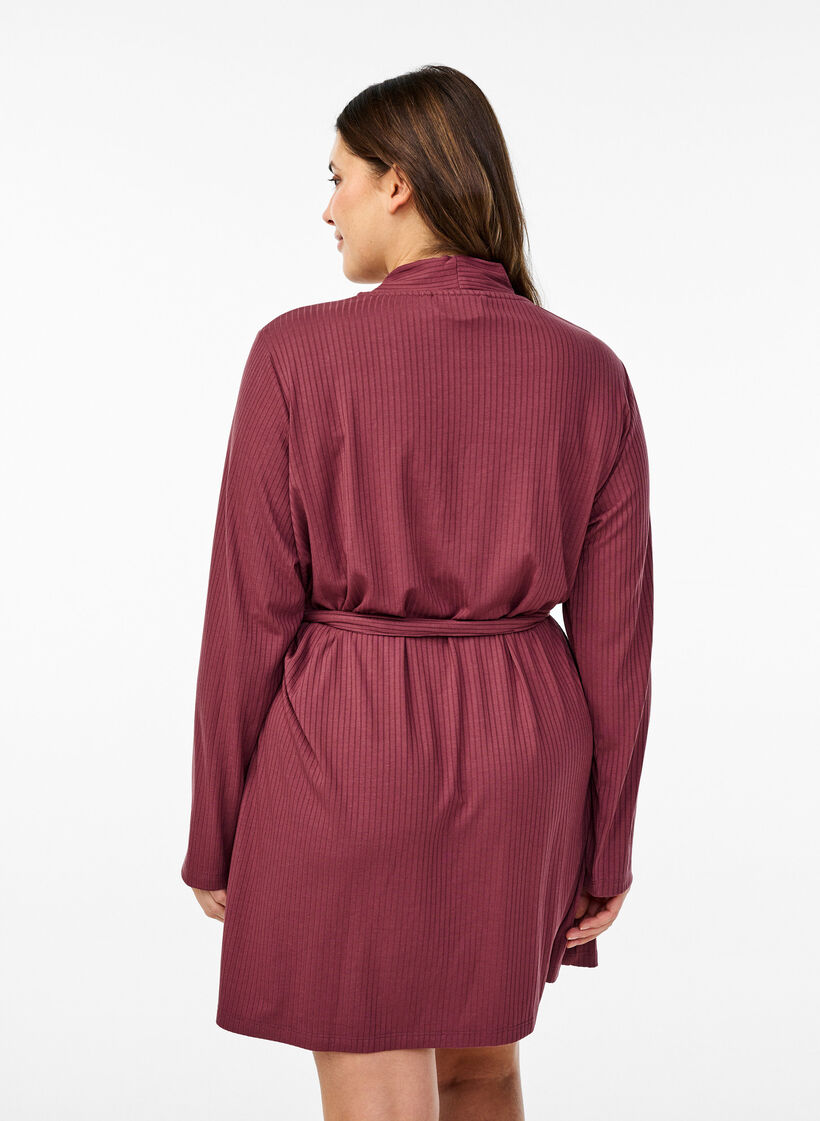 Robe de chambre avec ceinture à nouer, Rose Brown, Model image number 1