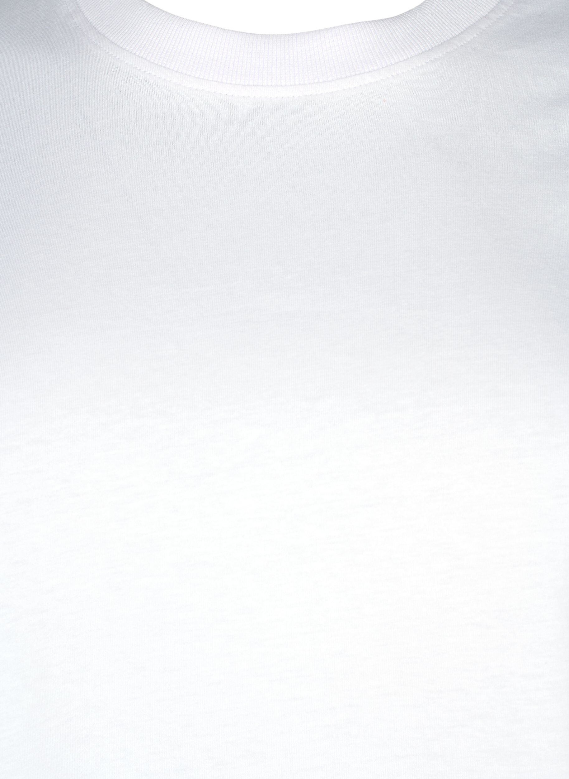 ZizziT-shirt basique en coton &agrave; col rond, Blanc, Packshot image number 2